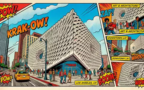 Pop-Art-Comicillustration des Wahrzeichens The Broad Los Angeles in Los Angeles USA, kraeftige Konturen Rasterpunkte und - Foto: THN