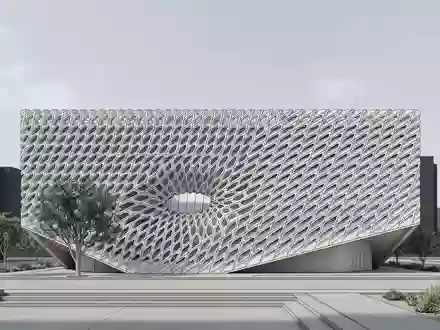 Moderner Architektur-Render zeigt Silhouette von The Broad Los Angeles in Los Angeles USA, klare Linien - Foto: THN