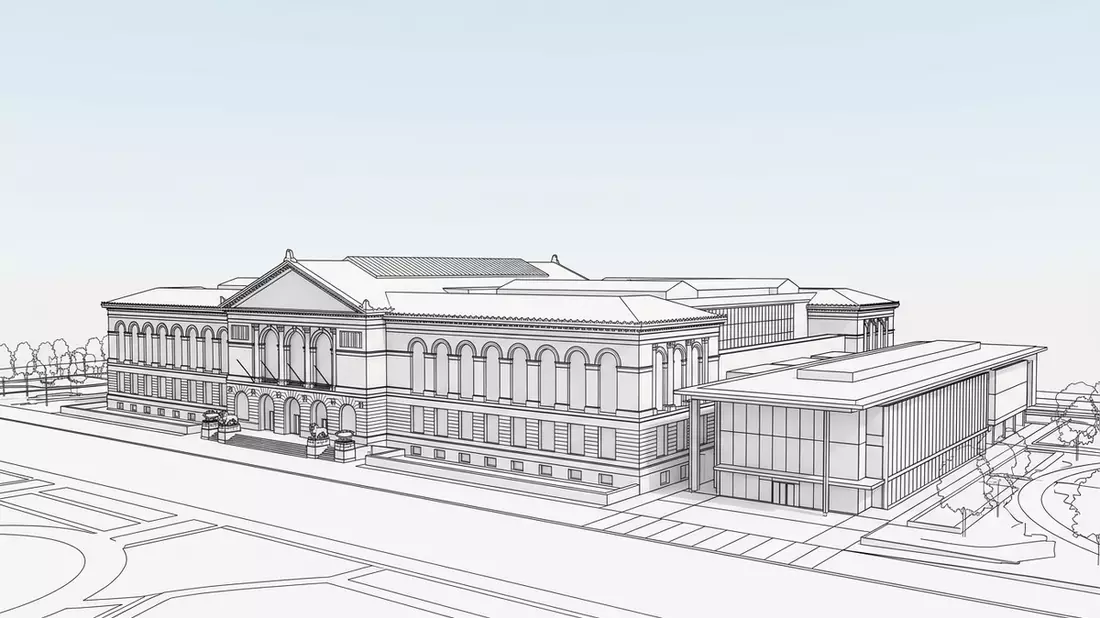 Architektur-Render von Art Institute of Chicago in Chicago, USA bei Tageslicht