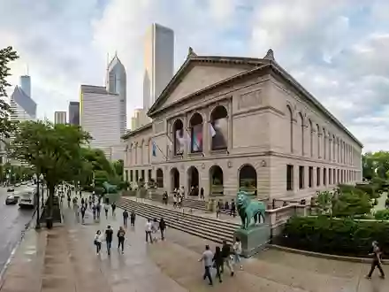 Editorialbild im Reisemagazin-Stil vom Wahrzeichen Art Institute of Chicago in Chicago USA, ausgewogene Bildgestaltung und - Foto: THN