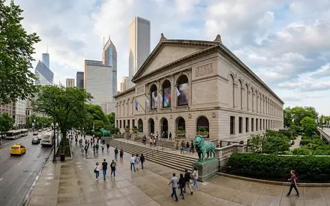 Editorialbild im Reisemagazin-Stil vom Wahrzeichen Art Institute of Chicago in Chicago USA, ausgewogene Bildgestaltung und - Foto: THN