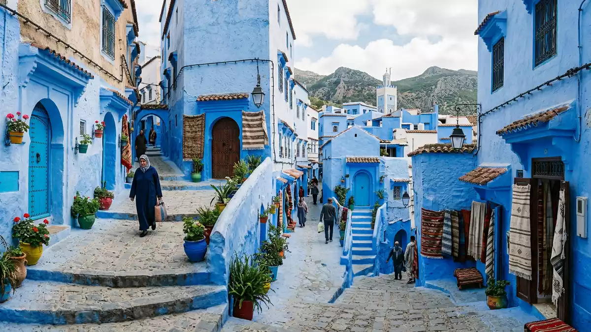 Editorial-Reisemagazinbild vom Wahrzeichen Chefchaouen Altstadt in Chefchaouen, Marokko