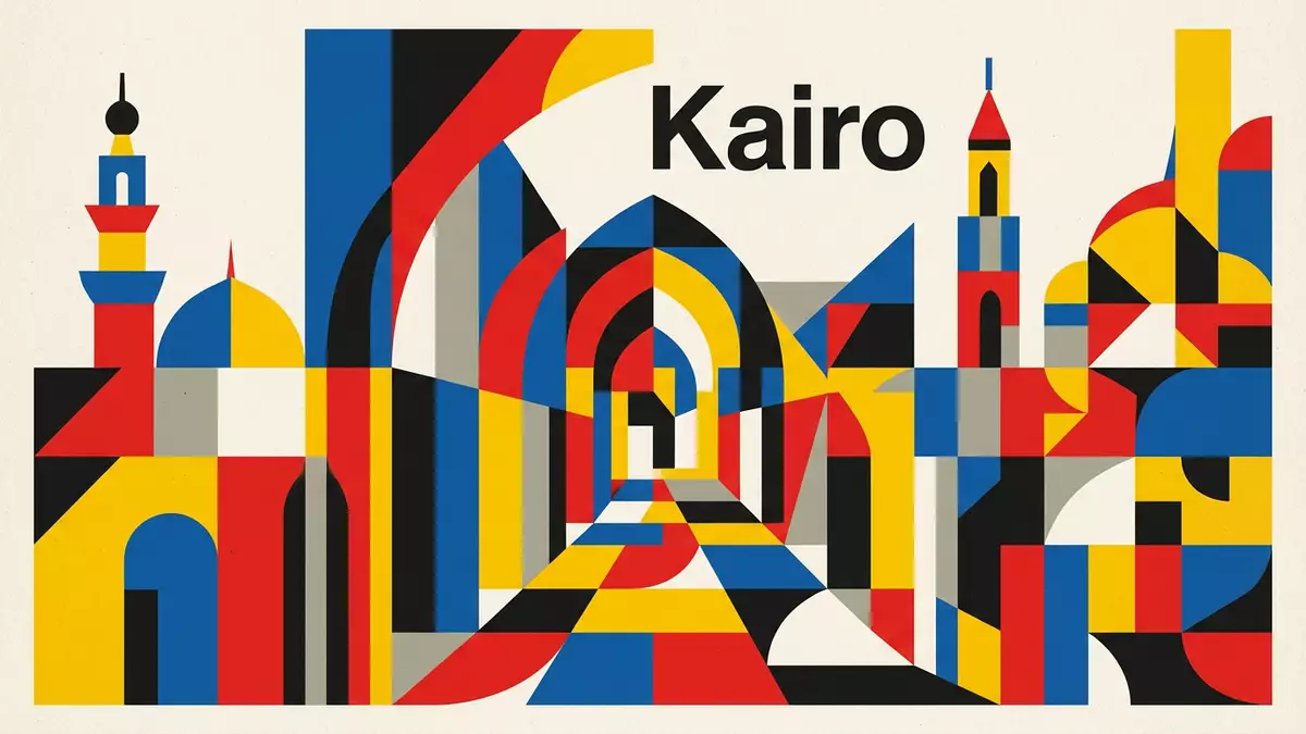 Bauhaus-Poster als Abstraktion von Khan-el-Khalili in Kairo, Agypten