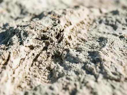 Extreme Makroaufnahme eines Materialdetails am Wahrzeichen Weisse Wuste in Farafra Agypten, taktile Struktur und weiches - Foto: THN