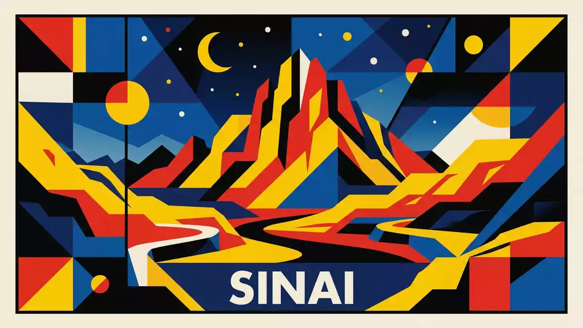 Bauhaus-Poster als Abstraktion von Sinai-Berg in Sinai, Agypten