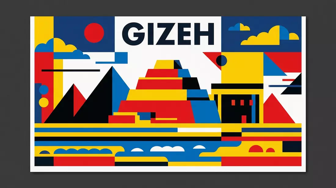 Bauhaus-Poster als Abstraktion von Sakkara in Gizeh, Agypten