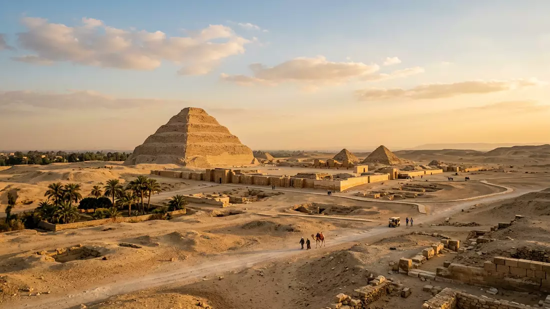 Editorial-Reisemagazinbild vom Wahrzeichen Sakkara in Gizeh, Agypten