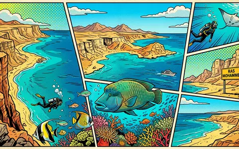 Pop-Art-Comicillustration des Wahrzeichens Ras-Mohammed-Nationalpark in Scharm asch-Schaich Agypten, kraeftige Konturen Rasterpunkte und satte Farben - Foto: THN