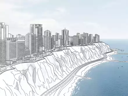 Moderner Architektur-Render zeigt Silhouette von Miraflores Lima in Lima Peru, klare Linien und neutrales Tageslicht - Foto: THN