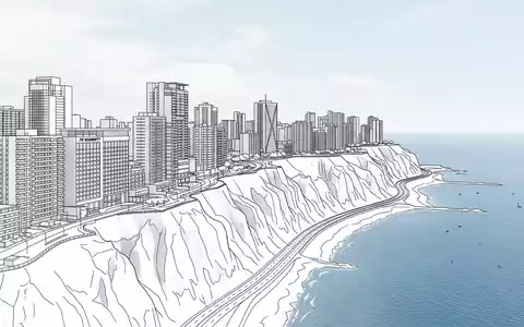 Moderner Architektur-Render zeigt Silhouette von Miraflores Lima in Lima Peru, klare Linien und neutrales Tageslicht - Foto: THN