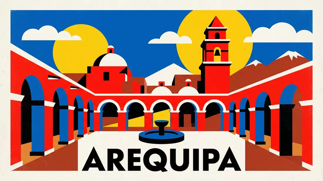 Bauhaus-Poster als Abstraktion von Kloster Santa Catalina in Arequipa, Peru
