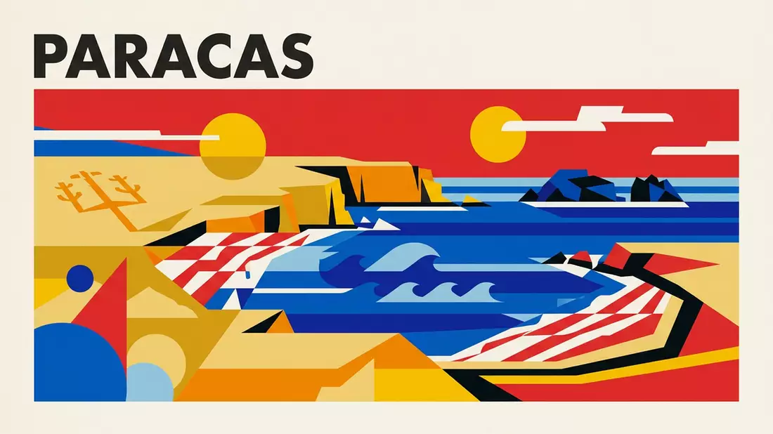 Bauhaus-Poster als Abstraktion von Paracas-Nationalreservat in Paracas, Peru