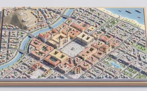 Isometrisches Diorama von Lima Altstadt und Umgebung in Lima Peru, verspielte Low-Poly-Kulisse in Pastellfarben - Foto: THN