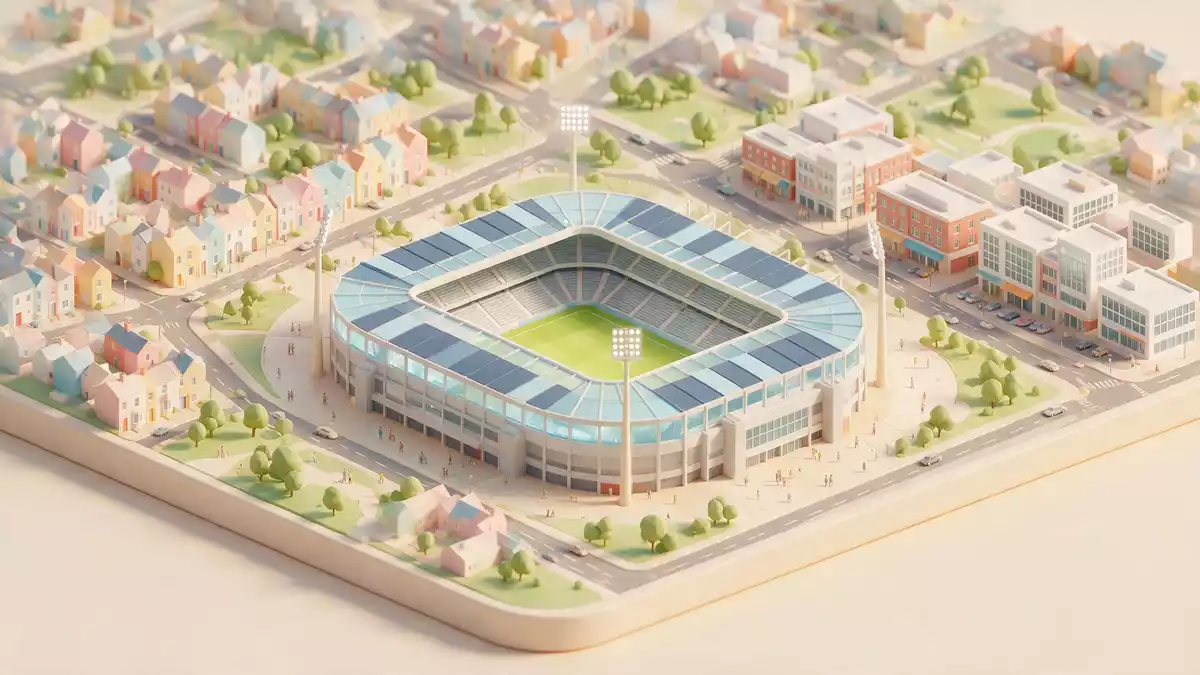 Isometrisches Diorama von Old Trafford Manchester in Manchester, Vereinigtes Königreich in P…
