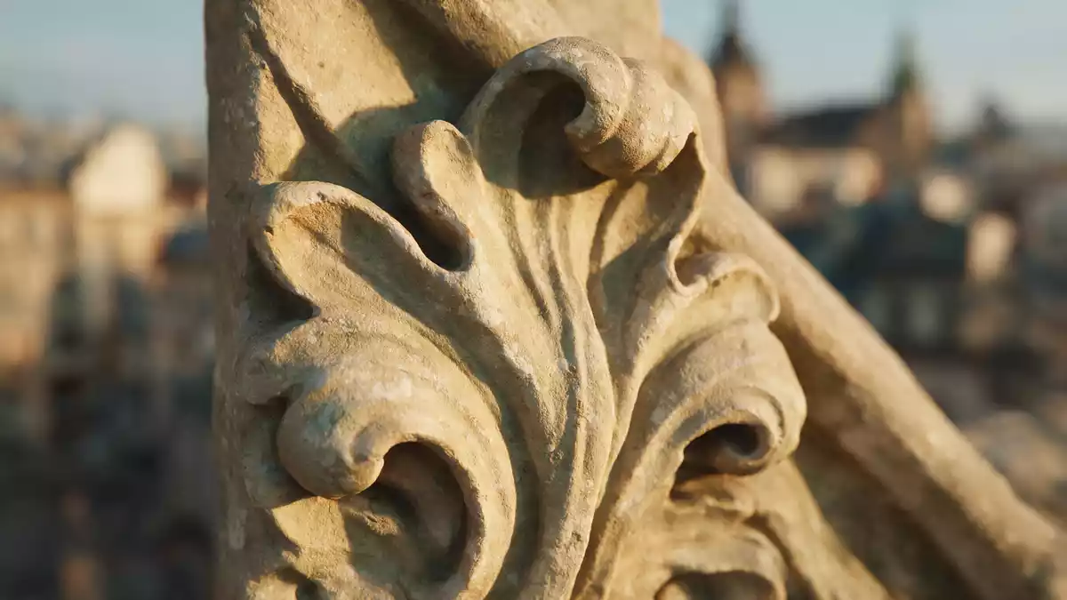 Makroaufnahme eines Materialdetails am Wahrzeichen Altstadt Krakau, Krakau Polen