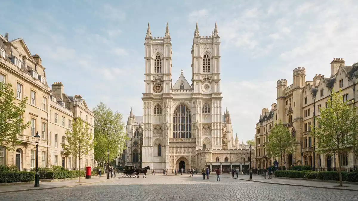 Editorial-Reisemagazinbild vom Wahrzeichen Westminster Abbey in London, Vereinigtes Königreich