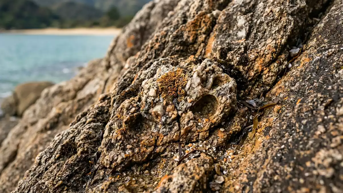 Makroaufnahme eines Materialdetails am Wahrzeichen Abel-Tasman-Nationalpark, Marahau Neuseeland