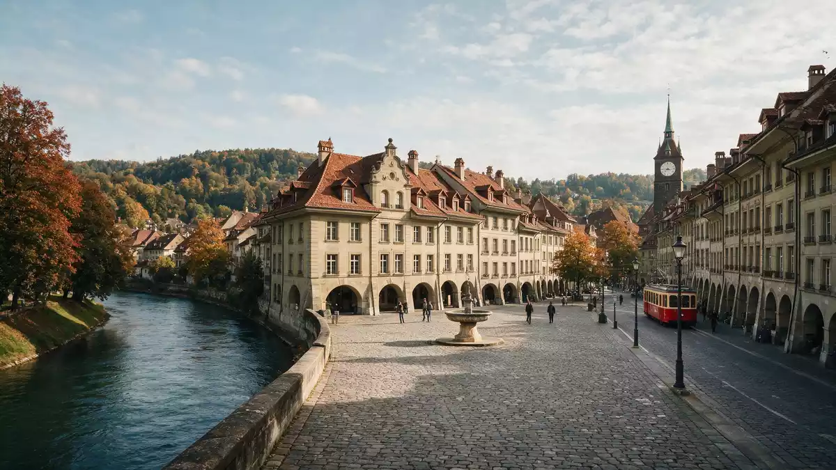 Editorial-Reisemagazinbild vom Wahrzeichen Altstadt Bern in Bern, Schweiz