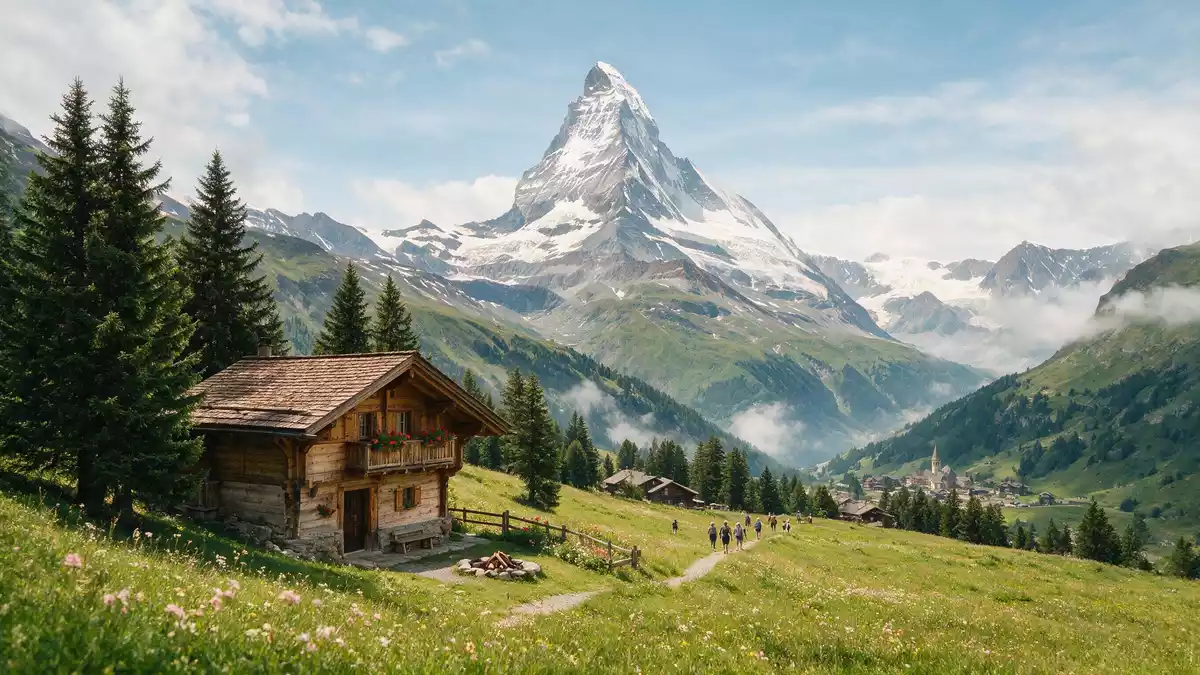 Editorial-Reisemagazinbild vom Wahrzeichen Matterhorn Zermatt in Zermatt, Schweiz