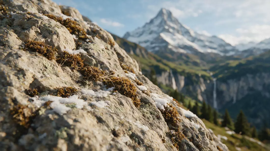 Makroaufnahme eines Materialdetails am Wahrzeichen Schilthorn, Lauterbrunnen Schweiz