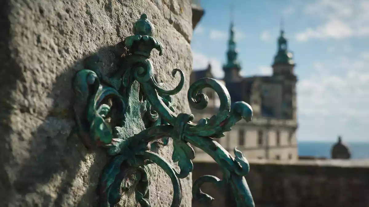 Makroaufnahme eines Materialdetails am Wahrzeichen Schloss Kronborg, Helsingör Dänemark