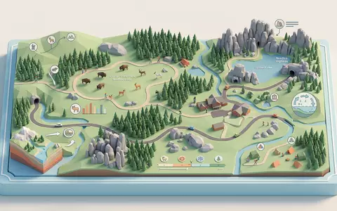 Isometrisches Diorama von Custer State Park und Umgebung in Custer USA, verspielte Low-Poly-Kulisse in Pastellfarben - Foto: THN