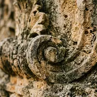 Extreme Makroaufnahme eines Materialdetails am Wahrzeichen Vizcaya Museum and Gardens in Miami USA, taktile Struktur - Foto: THN