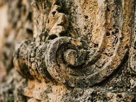 Extreme Makroaufnahme eines Materialdetails am Wahrzeichen Vizcaya Museum and Gardens in Miami USA, taktile Struktur - Foto: THN