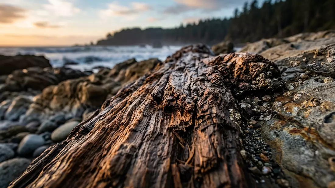 Makroaufnahme eines Materialdetails am Wahrzeichen Redwood-Nationalpark, Crescent City USA