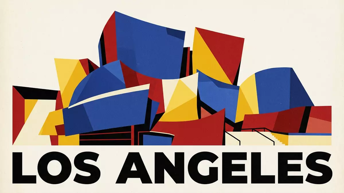 Bauhaus-Poster als Abstraktion von Walt Disney Concert Hall in Los Angeles, USA