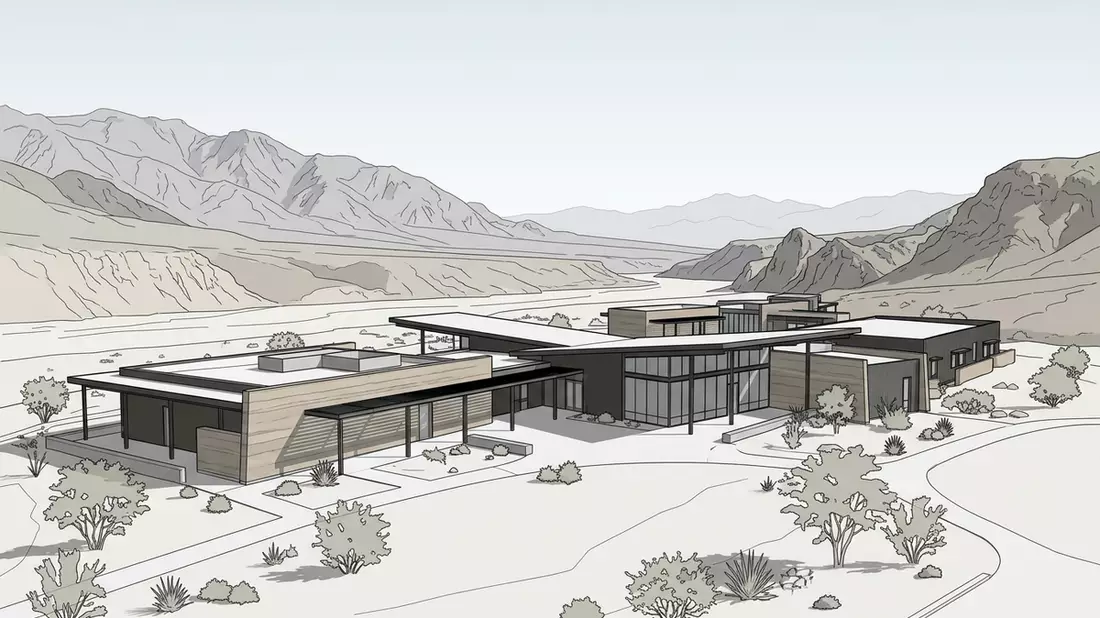 Architektur-Render von Death-Valley-Nationalpark in Furnace Creek, USA bei Tageslicht