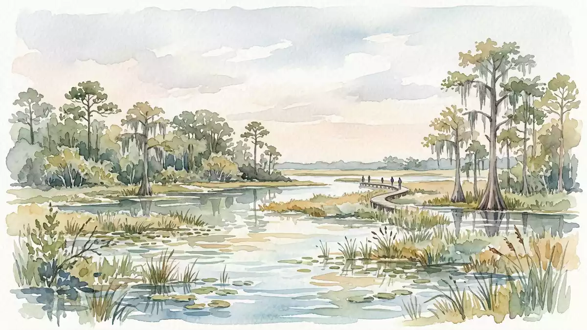 Aquarell-Illustration von Everglades-Nationalpark in Homestead, USA als Reiseposter