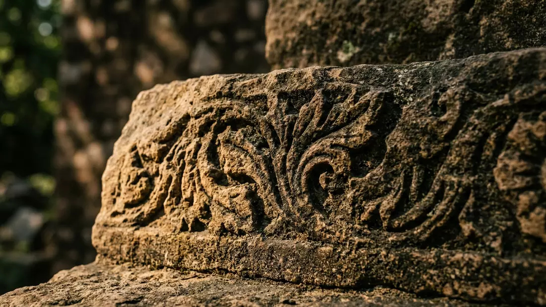 Makroaufnahme eines Materialdetails am Wahrzeichen Ranthambore-Nationalpark, Sawai Madhopur…