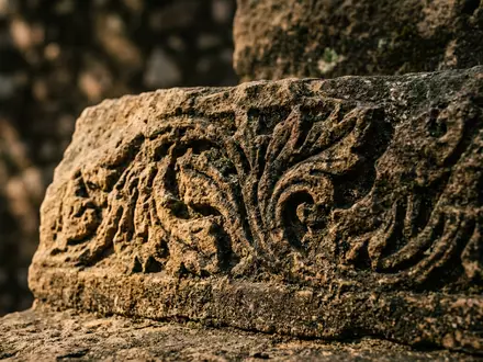 Extreme Makroaufnahme eines Materialdetails am Wahrzeichen Ranthambore-Nationalpark in Sawai Madhopur Indien, taktile Struktur und weiches - Foto: THN