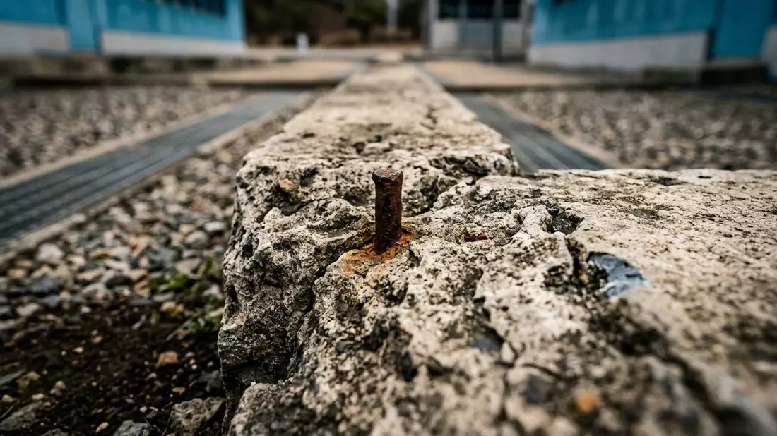 Makroaufnahme eines Materialdetails am Wahrzeichen DMZ Panmunjom, Panmunjom Südkorea