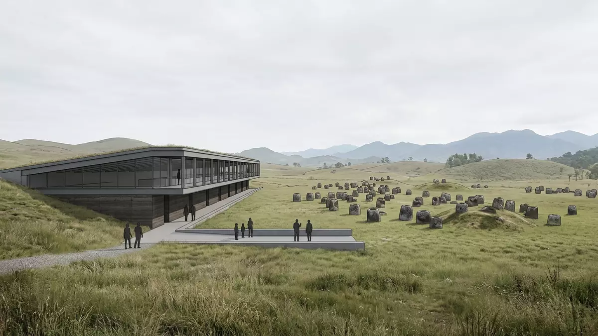Architektur-Render von Ebene der Tonkrüge in Phonsavan, Laos bei Tageslicht