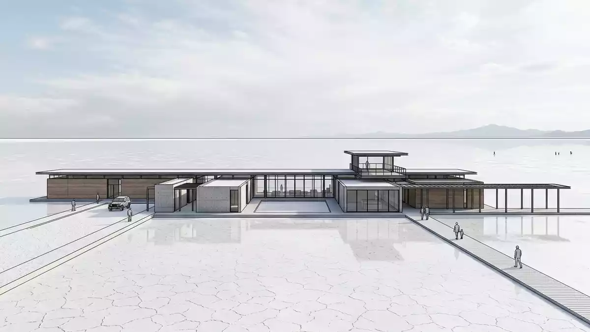 Architektur-Render von Salar de Uyuni in Uyuni, Bolivien bei Tageslicht
