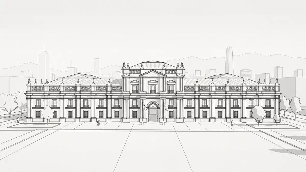 Architektur-Render von La Moneda Santiago in Santiago de Chile, Chile bei Tageslicht