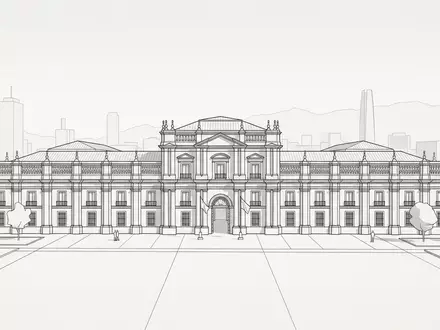 Moderner Architektur-Render zeigt Silhouette von La Moneda Santiago in Santiago de Chile Chile, klare Linien - Foto: THN