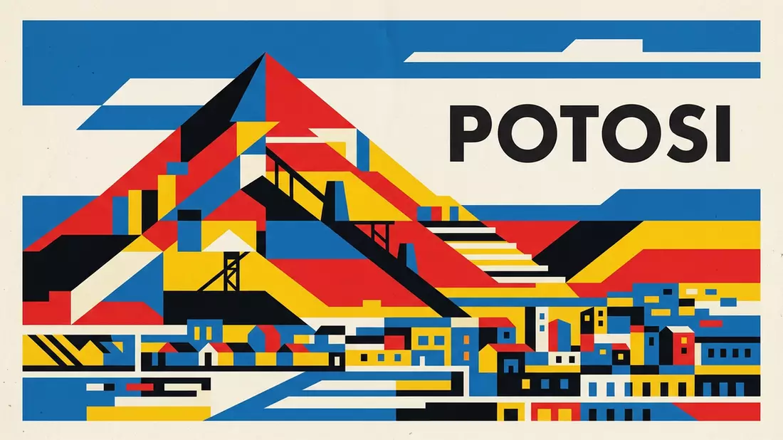 Bauhaus-Poster als Abstraktion von Silberberg Potosi in Potosi, Bolivien