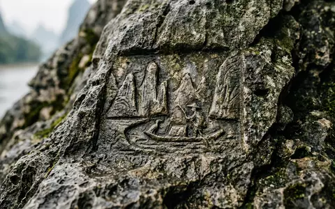 Extreme Makroaufnahme eines Materialdetails am Wahrzeichen Li-Fluss Guilin in Guilin China, taktile Struktur und weiches - Foto: THN