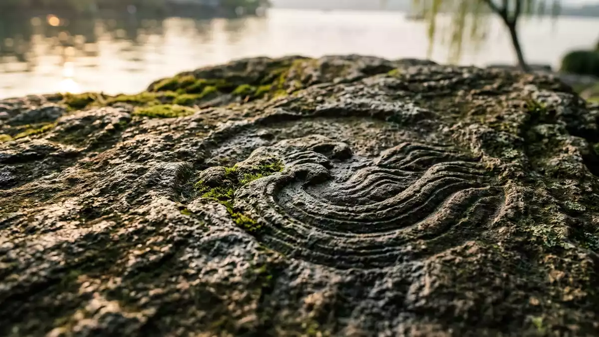 Makroaufnahme eines Materialdetails am Wahrzeichen Westsee Hangzhou, Hangzhou China