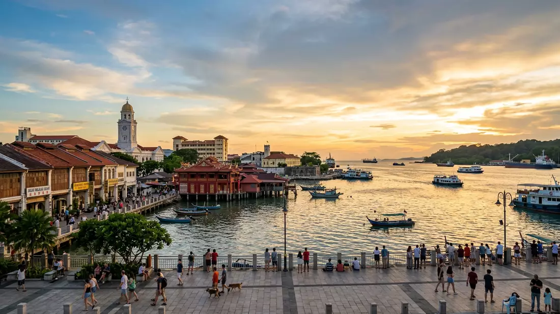 Fotorealistische Ansicht von George Town Penang in George Town, Malaysia im Abendlicht