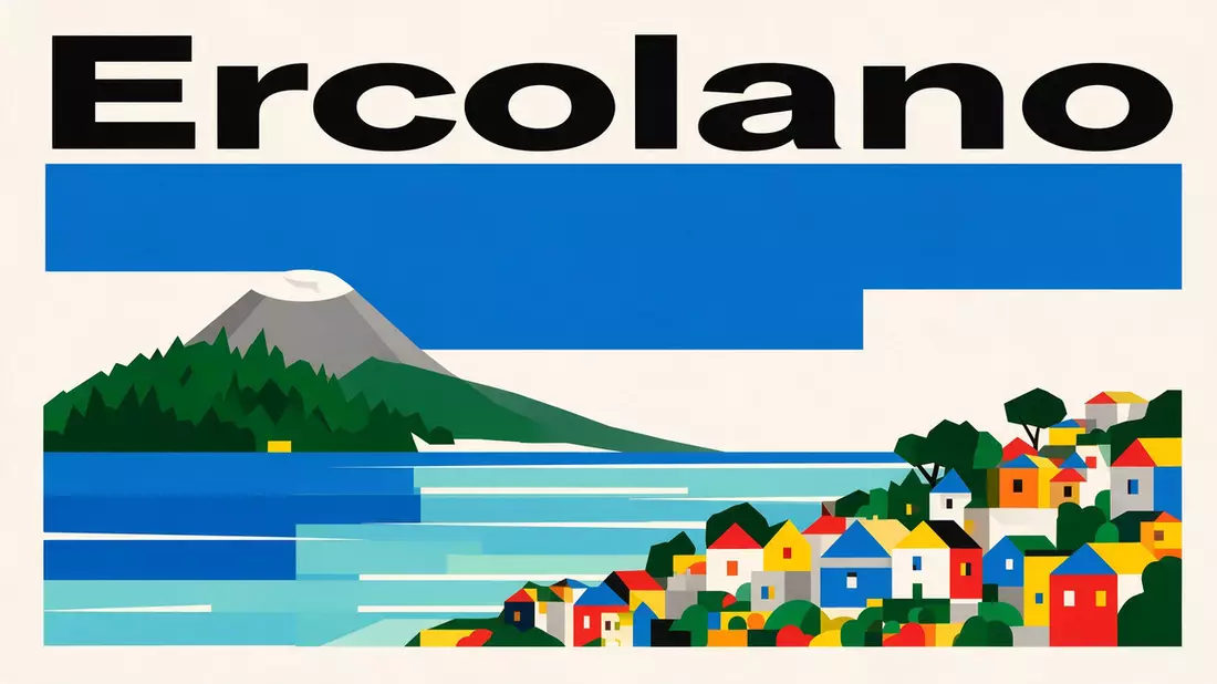 Bauhaus-Poster als Abstraktion von Herculaneum in Ercolano, Italien