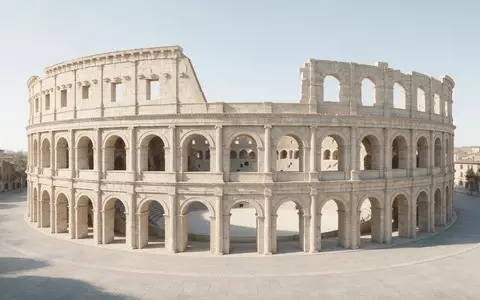 Moderner Architektur-Render zeigt Silhouette von Arena von Verona in Verona Italien, klare Linien und neutrales - Foto: THN