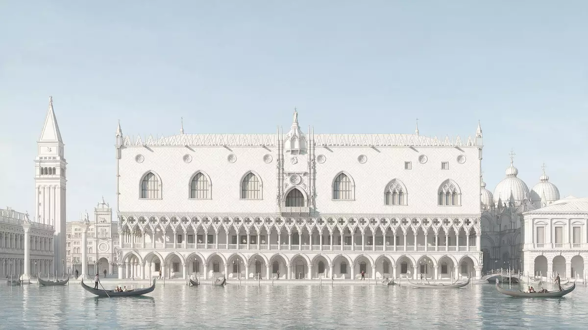 Architektur-Render von Dogenpalast Venedig in Venedig, Italien bei Tageslicht