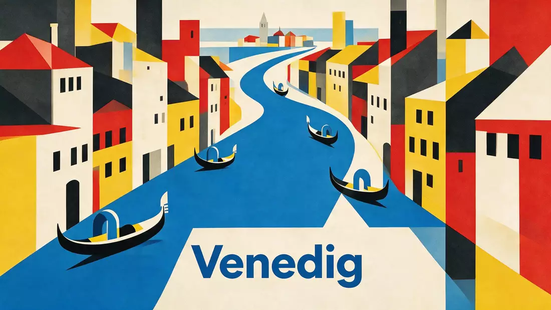 Bauhaus-Poster als Abstraktion von Canal Grande Venedig in Venedig, Italien