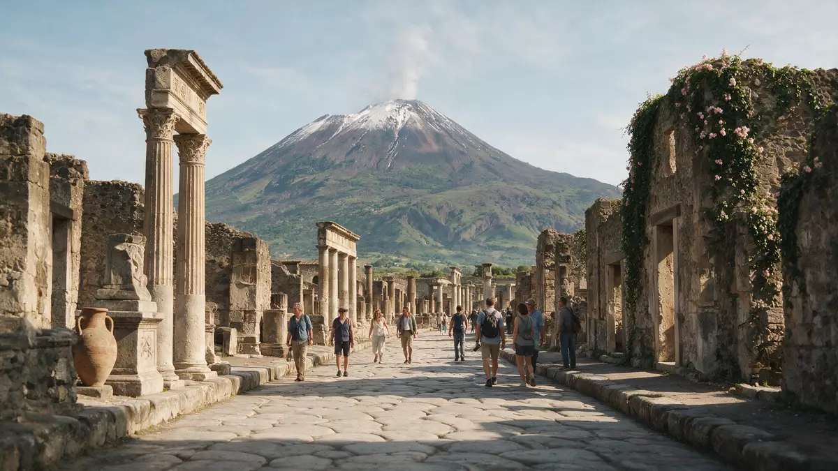 Editorial-Reisemagazinbild vom Wahrzeichen Pompeji in Pompeji, Italien