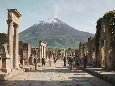 Editorialbild im Reisemagazin-Stil vom Wahrzeichen Pompeji in Pompeji Italien, ausgewogene Bildgestaltung und natuerliches Umgebungslicht - Foto: THN