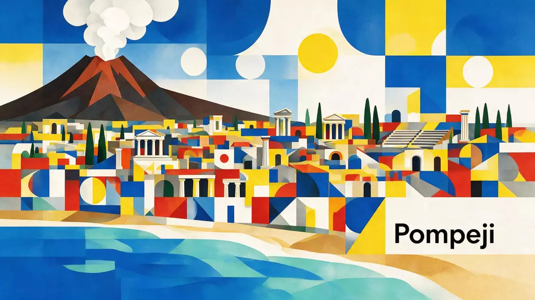 Bauhaus-Poster als Abstraktion von Pompeji in Pompeji, Italien